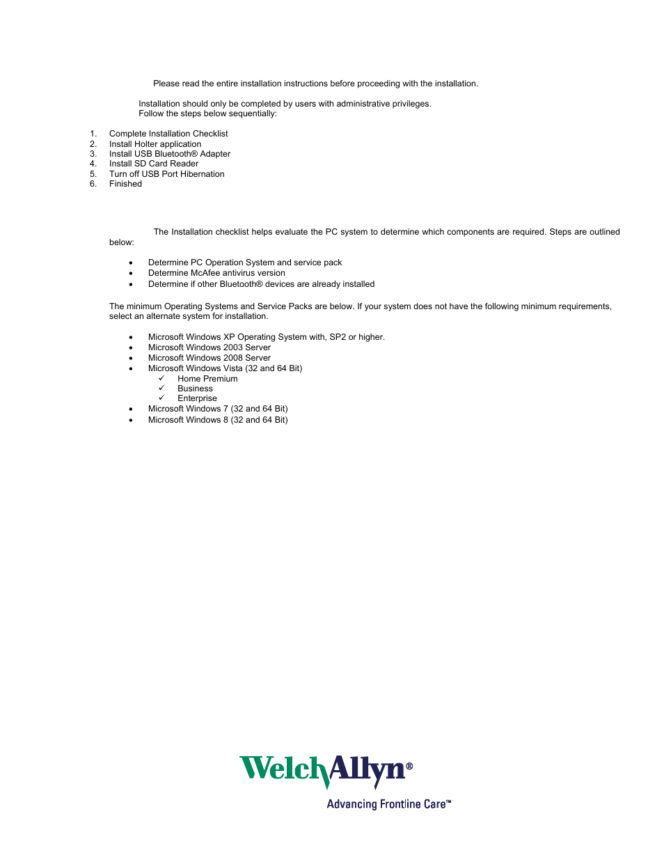 Welch Allyn Holter Software PCH100 and PCH200 - Installation Guide User Manual | Page 7 / 23