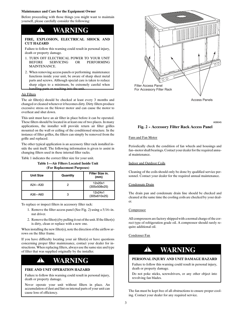 Warning | Bryant EVOLUTION 707D User Manual | Page 3 / 4