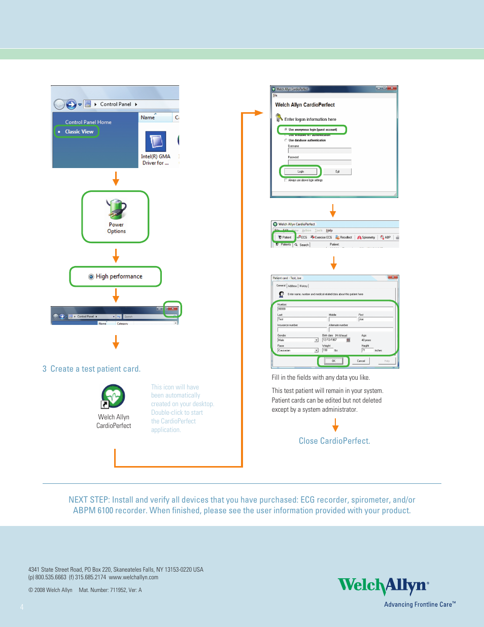 Welch Allyn Cardio Perfect Workstation Single CPu Install (Windows Vista) Instructions - Installation Guide User Manual | Page 4 / 4