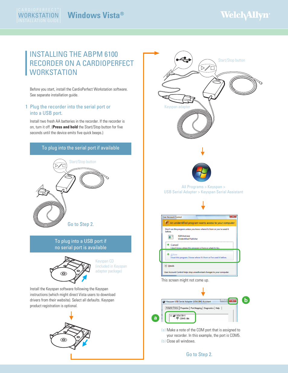 Welch Allyn Cardio Perfect Workstation ABPM6100 Install Instructions - Installation Guide User Manual | 4 pages