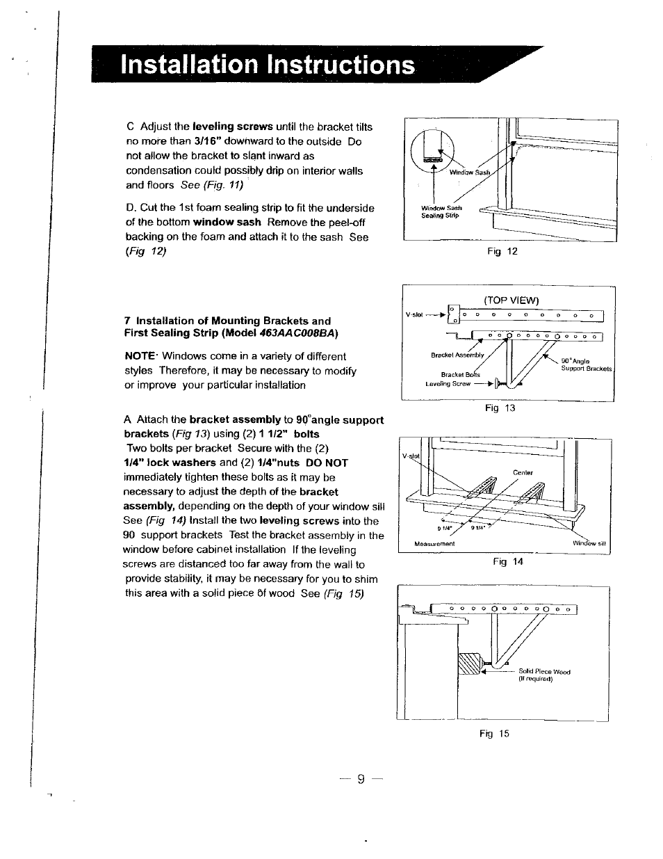 1/4” lock washers and (2) 1/4"nuts do not, Installation instructions | Bryant 463AAC008BA User Manual | Page 10 / 19