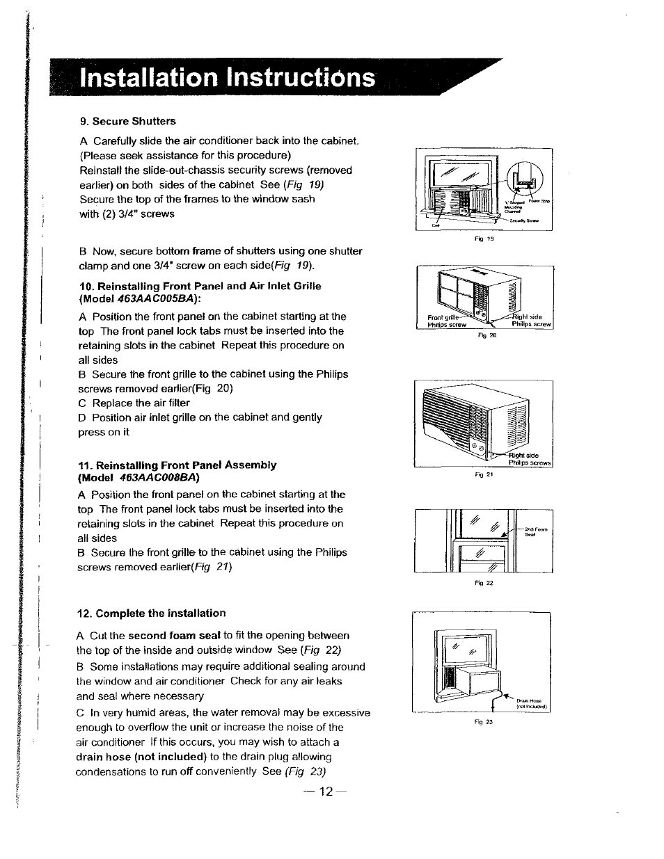 Secure shutters, Complete the installation, Installation instructions | Bryant 463AAC008BA User Manual | Page 13 / 19