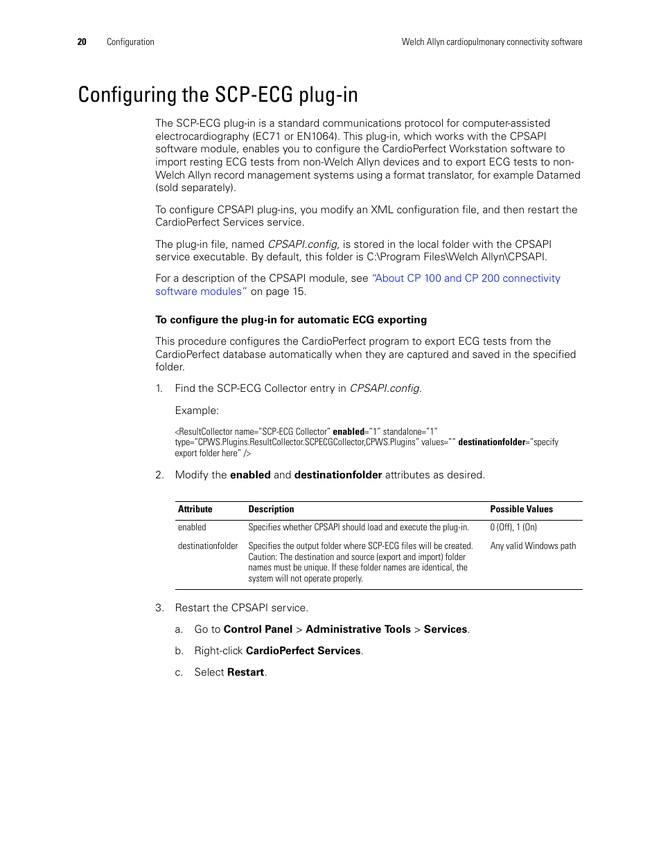 Configuring the scp-ecg plug-in | Welch Allyn CP200 Cardiopulmonary Connectivity Software - Installation Guide User Manual | Page 24 / 30