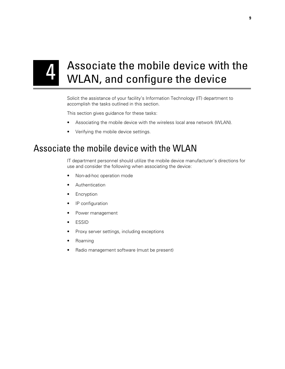 Associate the mobile device with the wlan, Device | Welch Allyn Acuitylink Clinician Notifier, SW Install Instruction, Aculink Clin Not 1.4X - Installation Guide User Manual | Page 13 / 18