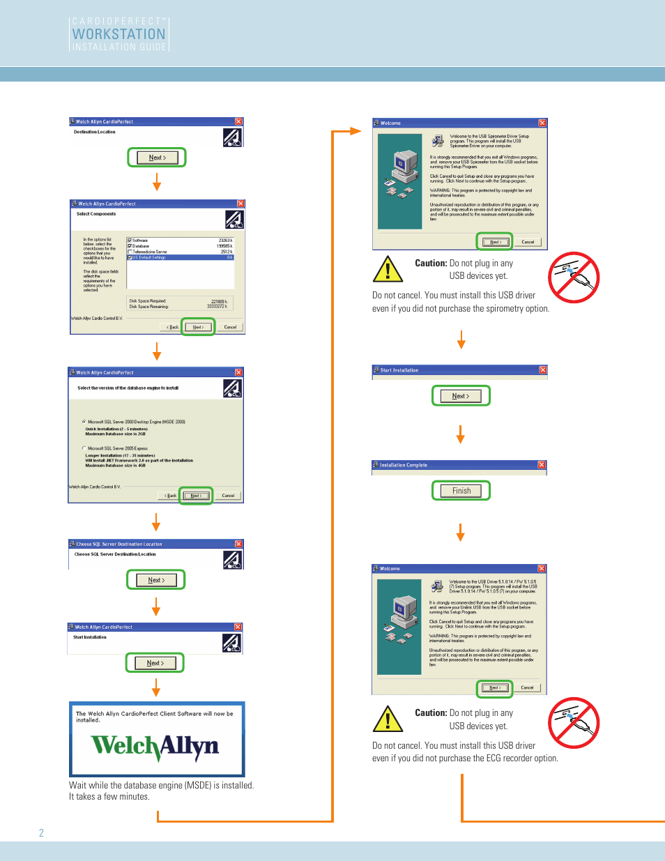 Workstation | Welch Allyn Cardio Perfect Workstation (SW 1.6.2) Single CPu Install (Windows XP) Instructions - Installation Guide User Manual | Page 2 / 6