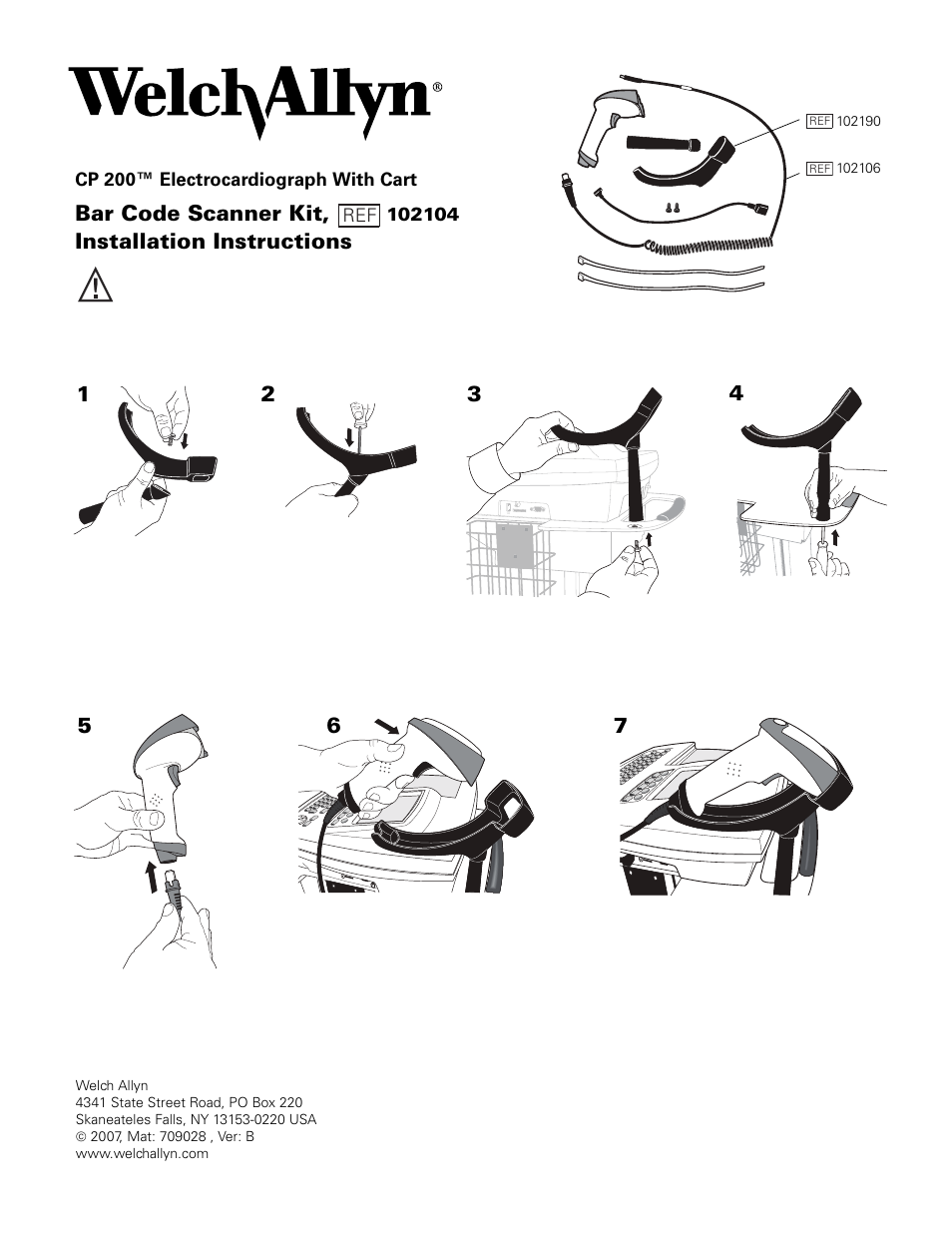 Welch Allyn CP200 Barcode Scanner Kit - Installation Guide User Manual | 2 pages