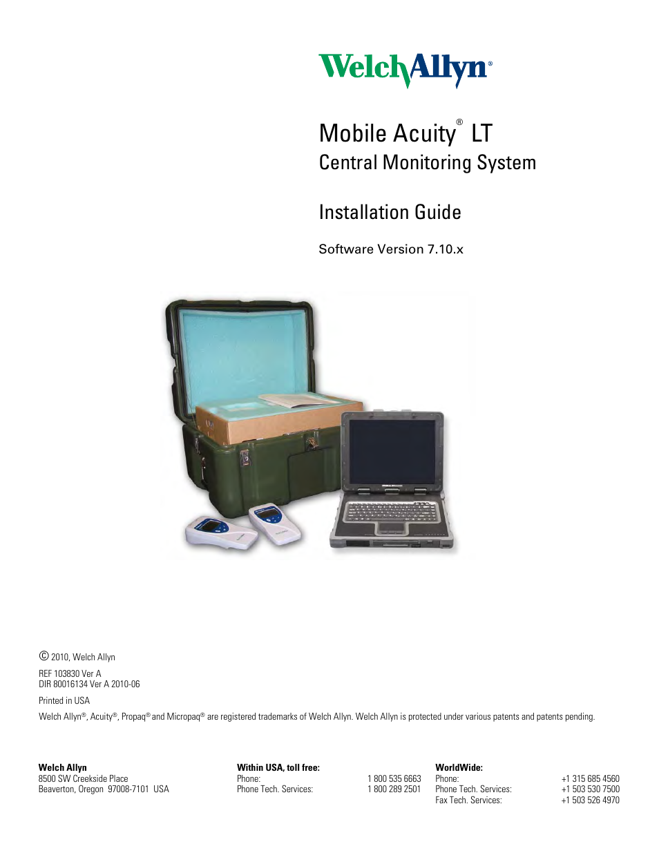 Welch Allyn Mobile Acuity LT - Installation Guide User Manual | 8 pages