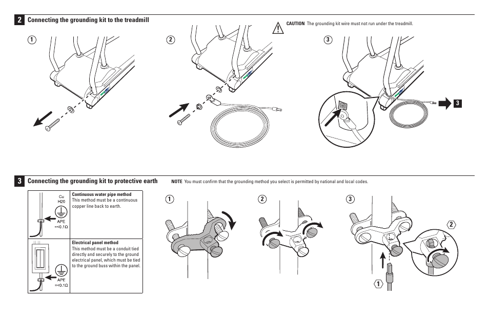 Connecting the grounding kit to the treadmill, Connecting the grounding kit to protective earth | Welch Allyn Stress system Additional Protective Earth (APE) grounding kit installation - Installation Guide User Manual | Page 2 / 2