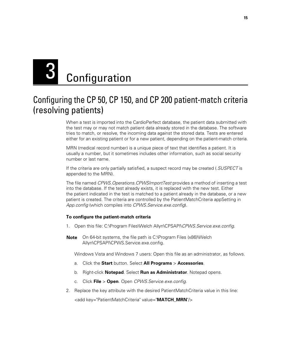 Configuration, 3 - configuration | Welch Allyn Connex CSK 4.1.X - Installation Guide User Manual | Page 19 / 46