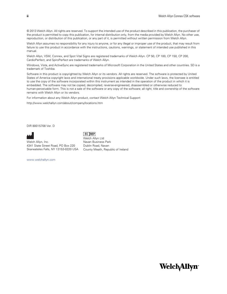 Welch Allyn Connex CSK 4.1.X - Installation Guide User Manual | Page 2 / 46
