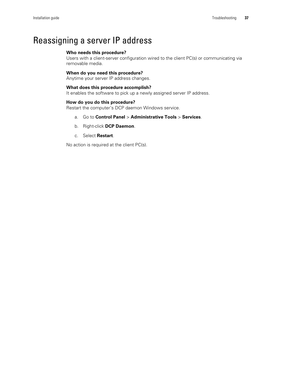 Reassigning a server ip address | Welch Allyn Connex CSK 4.1.X - Installation Guide User Manual | Page 41 / 46