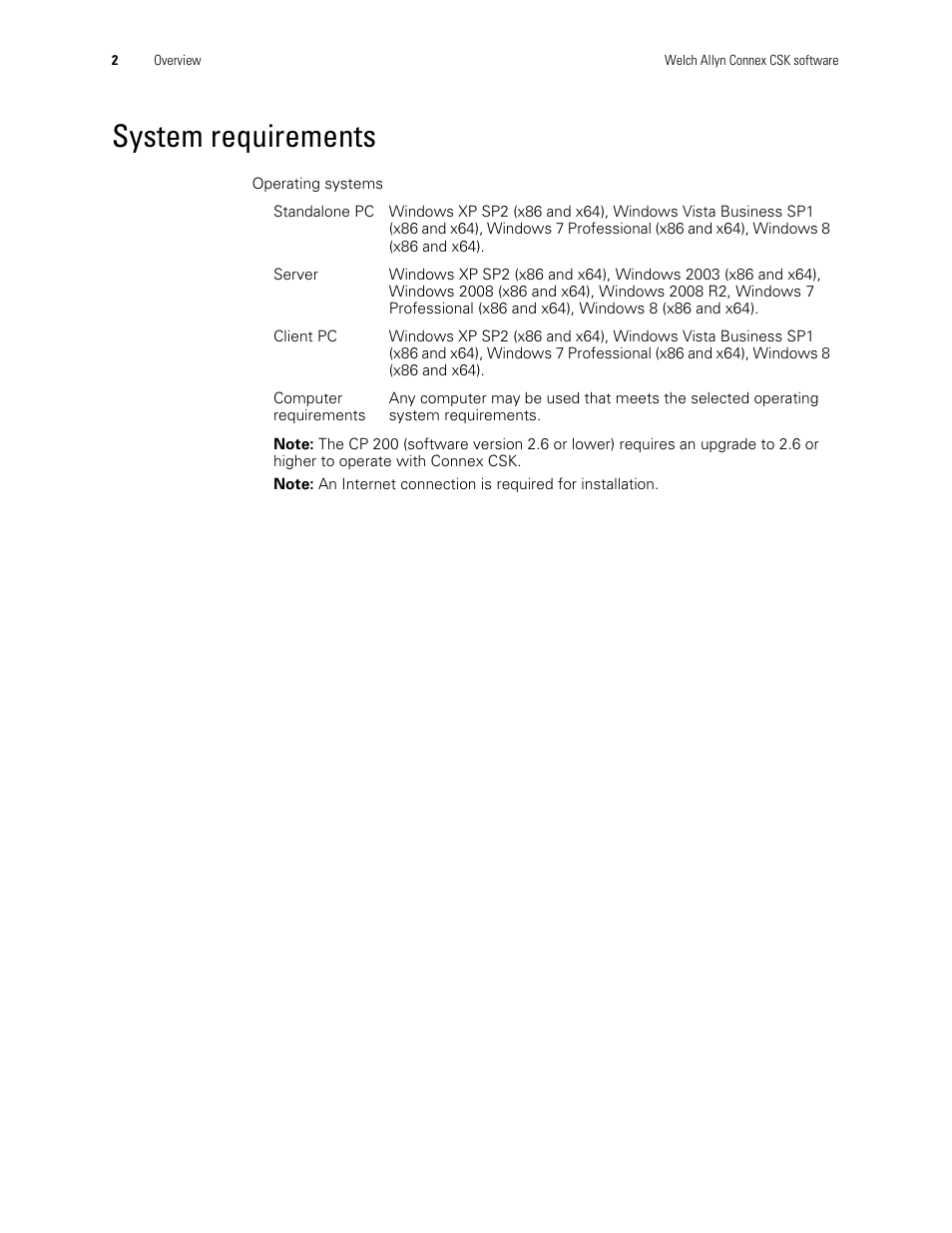 System requirements | Welch Allyn Connex CSK 4.1.X - Installation Guide User Manual | Page 6 / 46