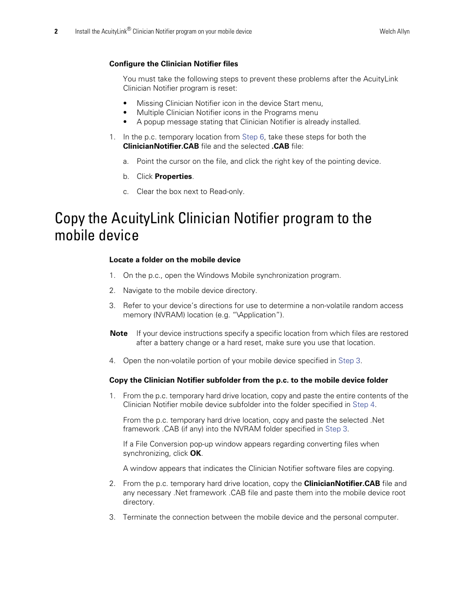 Welch Allyn Acuitylink Program On Your Mobile Device - Installation Guide User Manual | Page 2 / 3