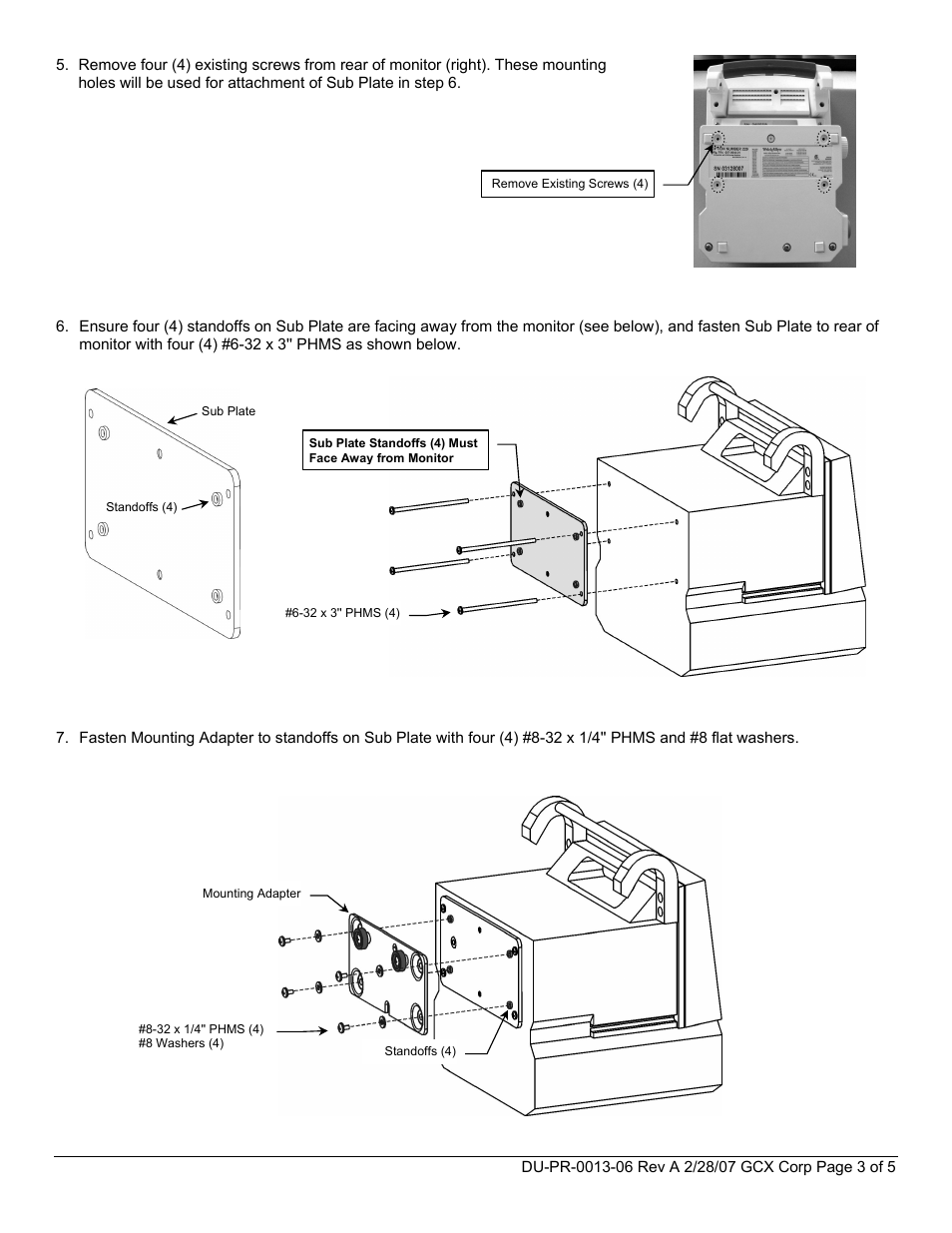 Welch Allyn GCX M-Series Wall Mount Kit for Welch Allyn Propaq CS Monitor - Installation Guide User Manual | Page 3 / 5