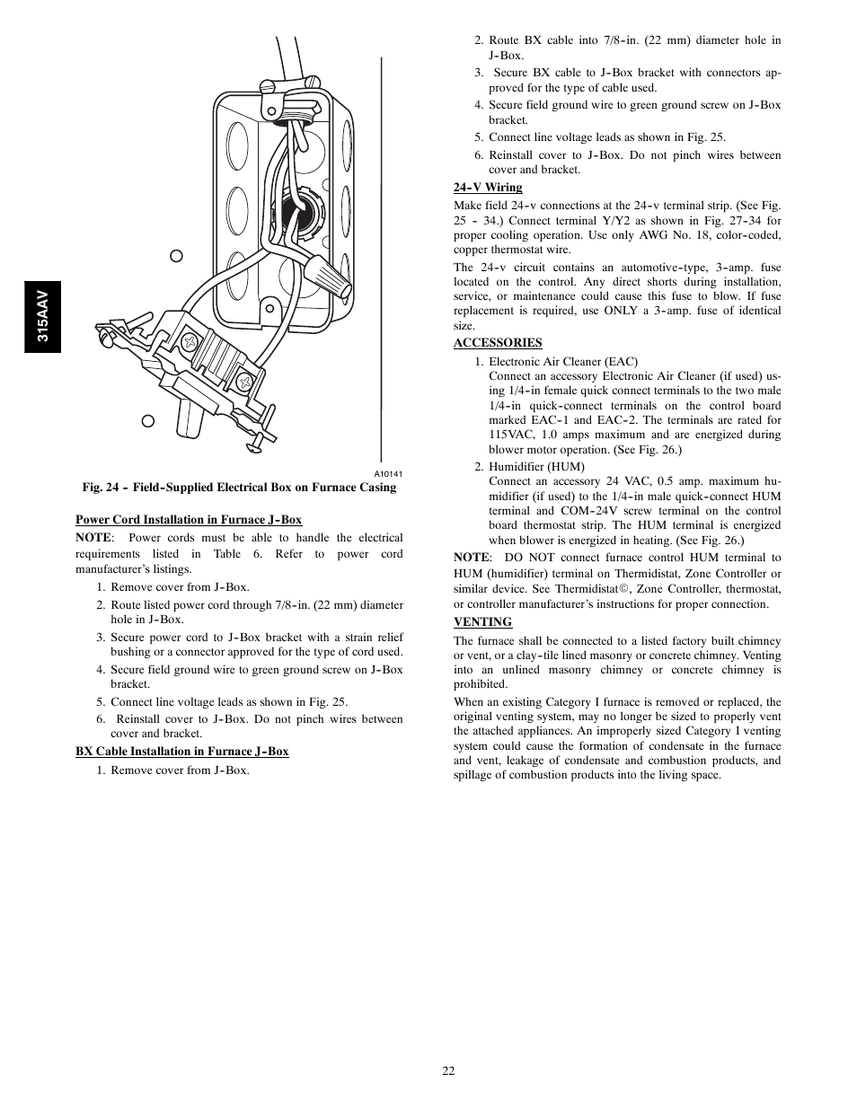 Bryant Gas Furance 315AAV User Manual | Page 22 / 60