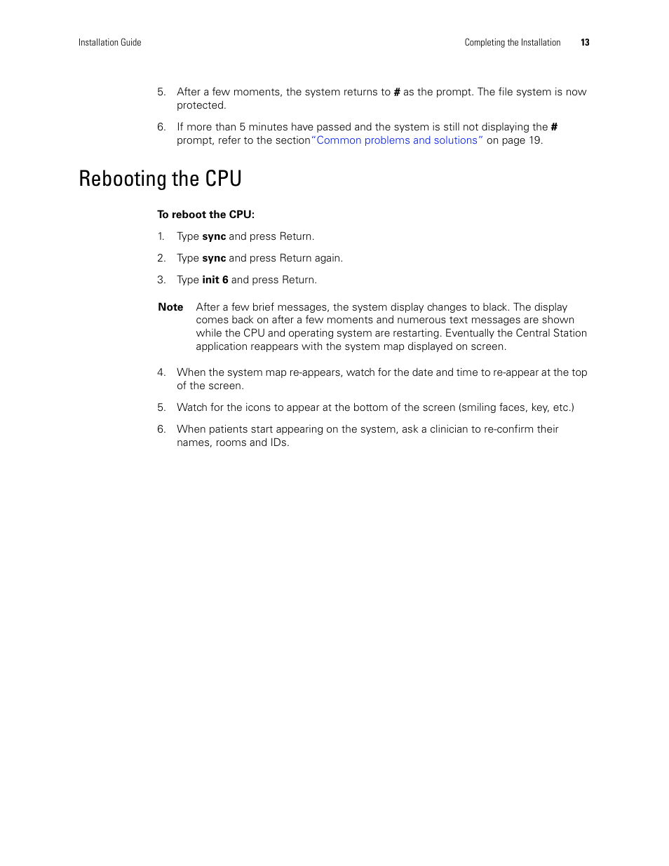 Rebooting the cpu | Welch Allyn Acuity Software Upgrade CD - Installation Guide User Manual | Page 17 / 28