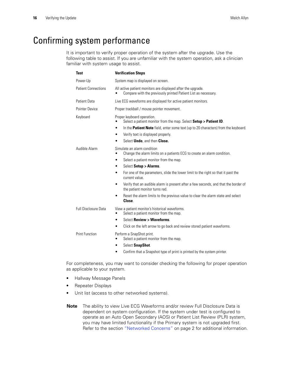 Confirming system performance | Welch Allyn Acuity Software Upgrade CD - Installation Guide User Manual | Page 20 / 28