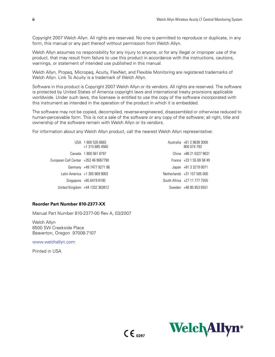 Welch Allyn Acuity LT Mobile - Installation Guide User Manual | Page 2 / 64