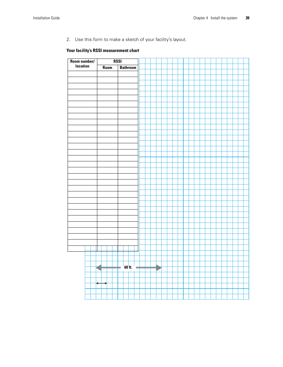Your facility’s rssi measurement chart | Welch Allyn Acuity LT Mobile - Installation Guide User Manual | Page 43 / 64