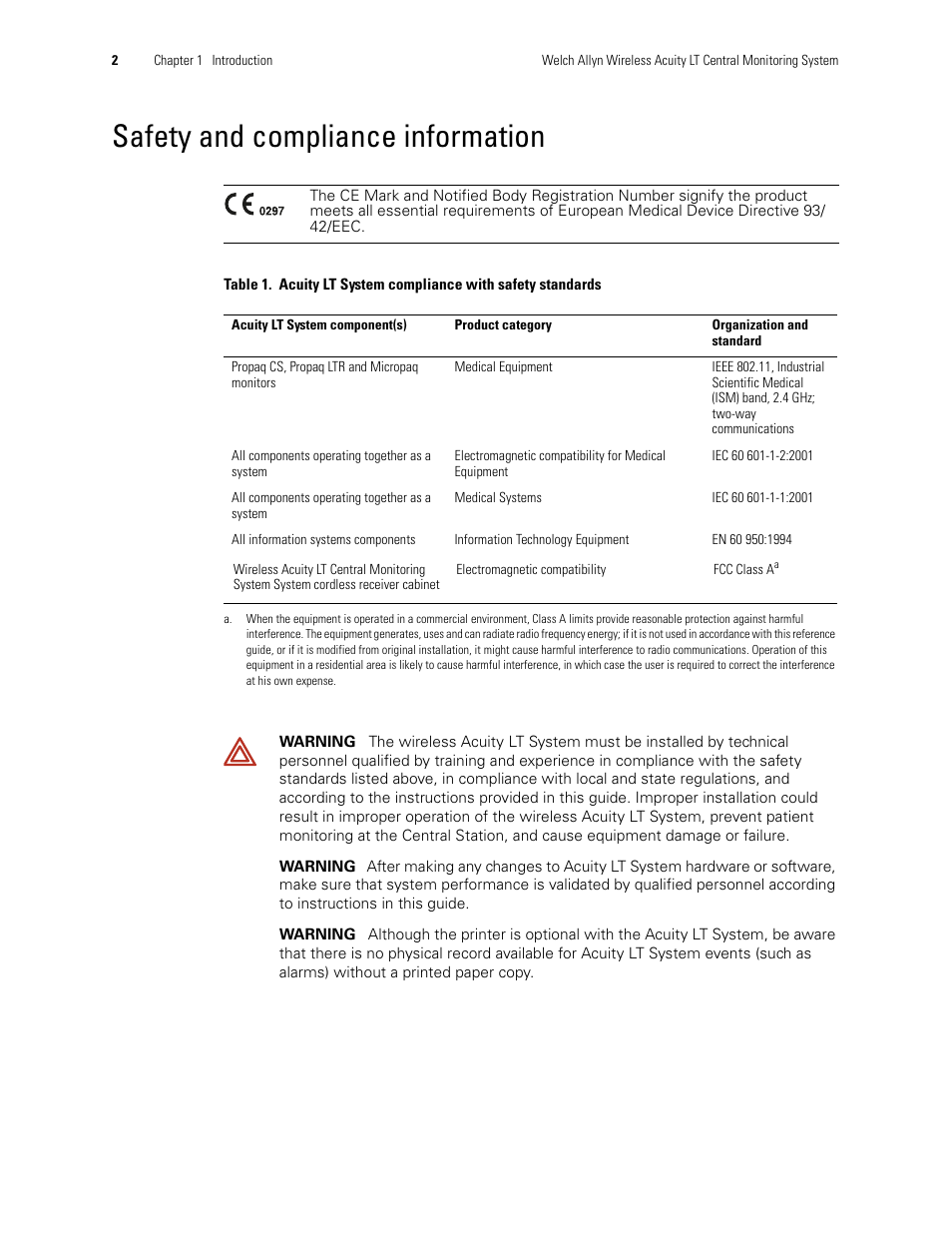 Safety and compliance information | Welch Allyn Acuity LT Mobile - Installation Guide User Manual | Page 6 / 64