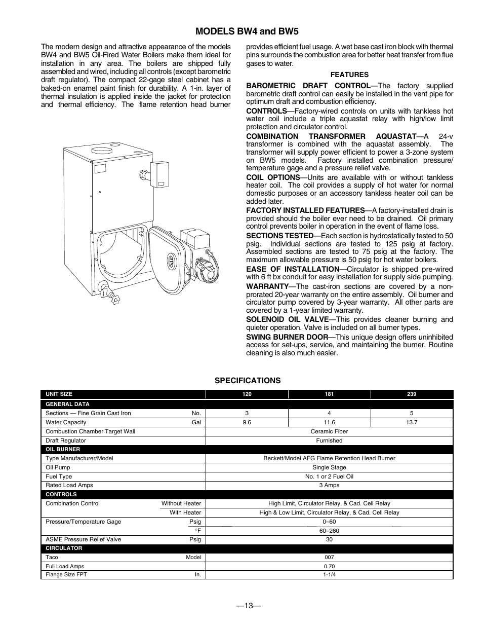 Models bw4 and bw5 | Bryant BW1 User Manual | Page 13 / 16