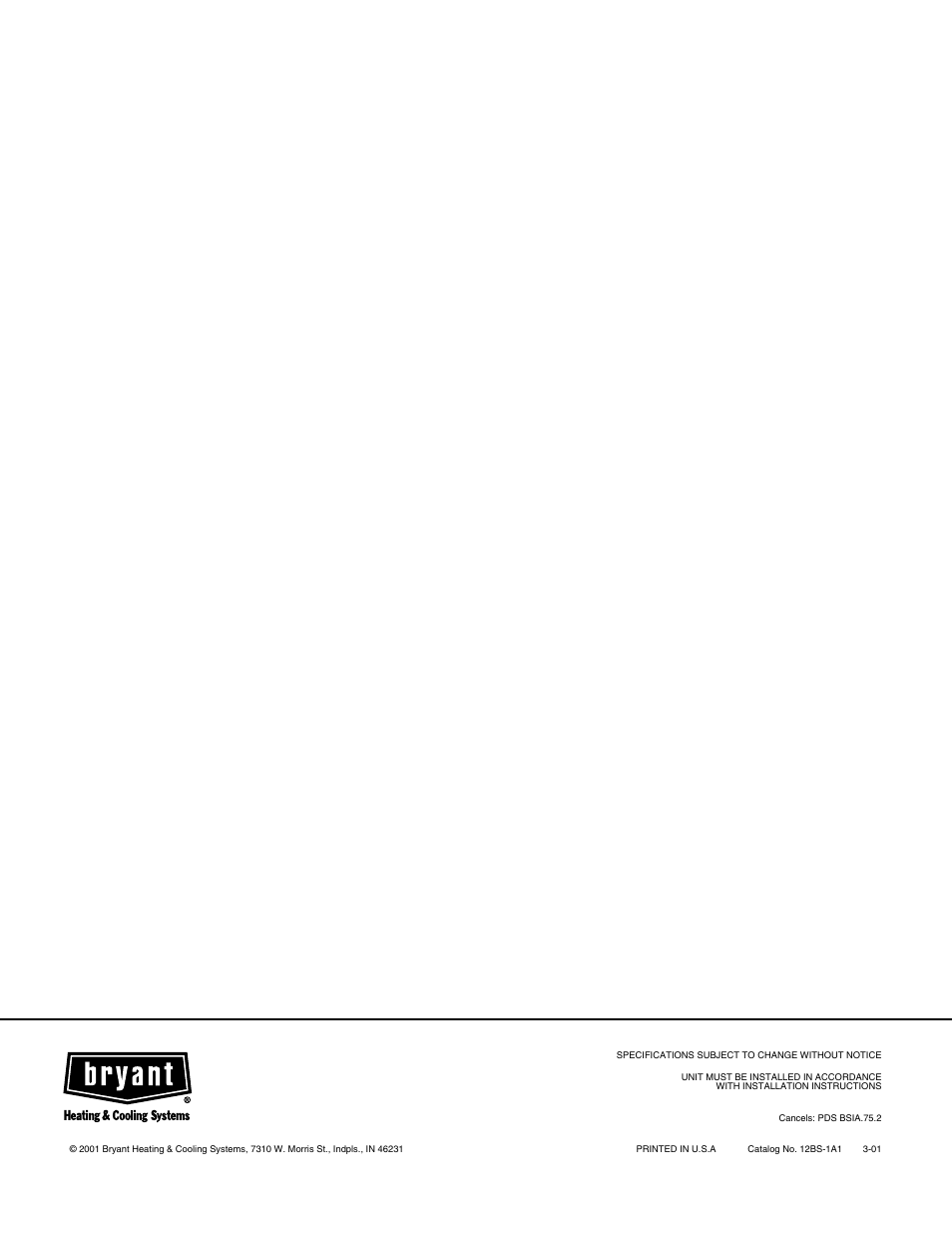 Bryant BW1 User Manual | Page 16 / 16