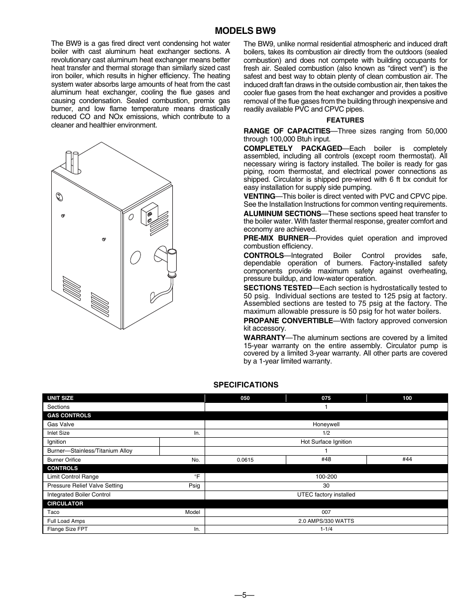 Models bw9 | Bryant BW1 User Manual | Page 5 / 16