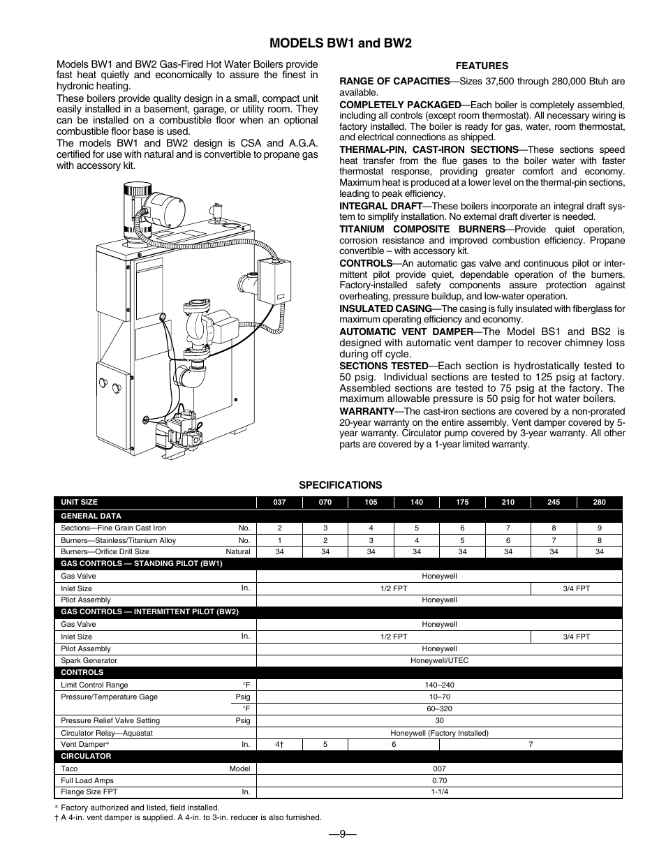 Models bw1 and bw2 | Bryant BW1 User Manual | Page 9 / 16