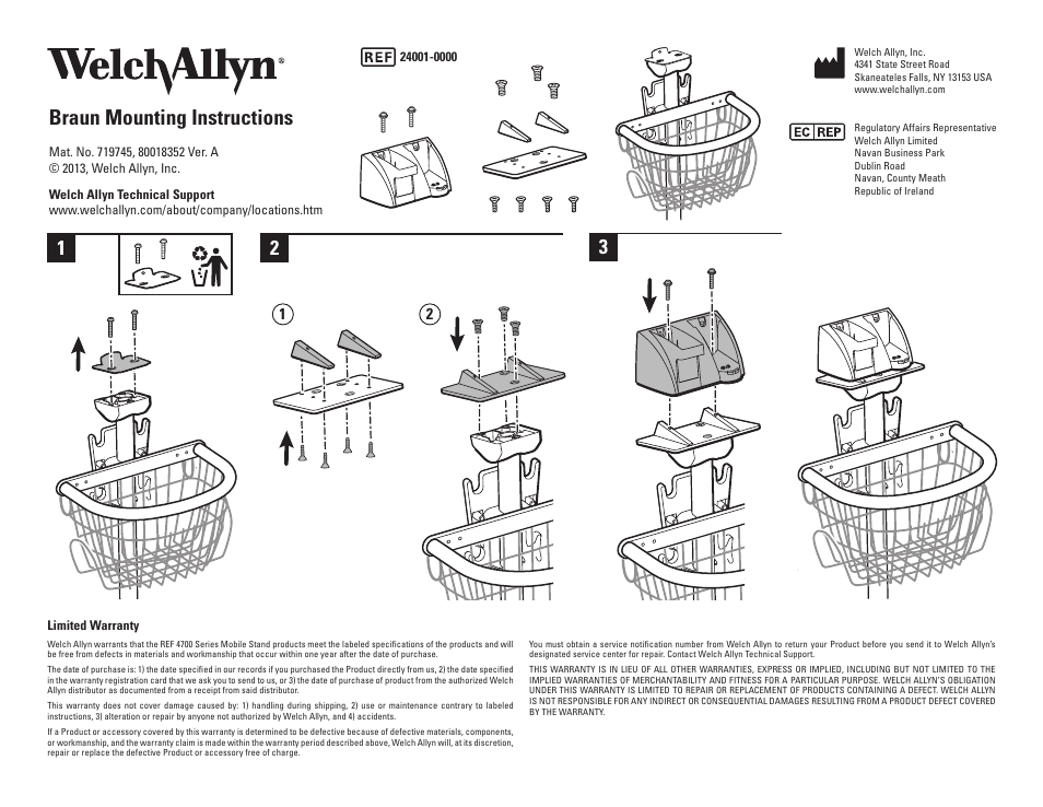 Welch Allyn Braun Mounting Instructions To MS2 Stand - Installation Guide User Manual | 1 page