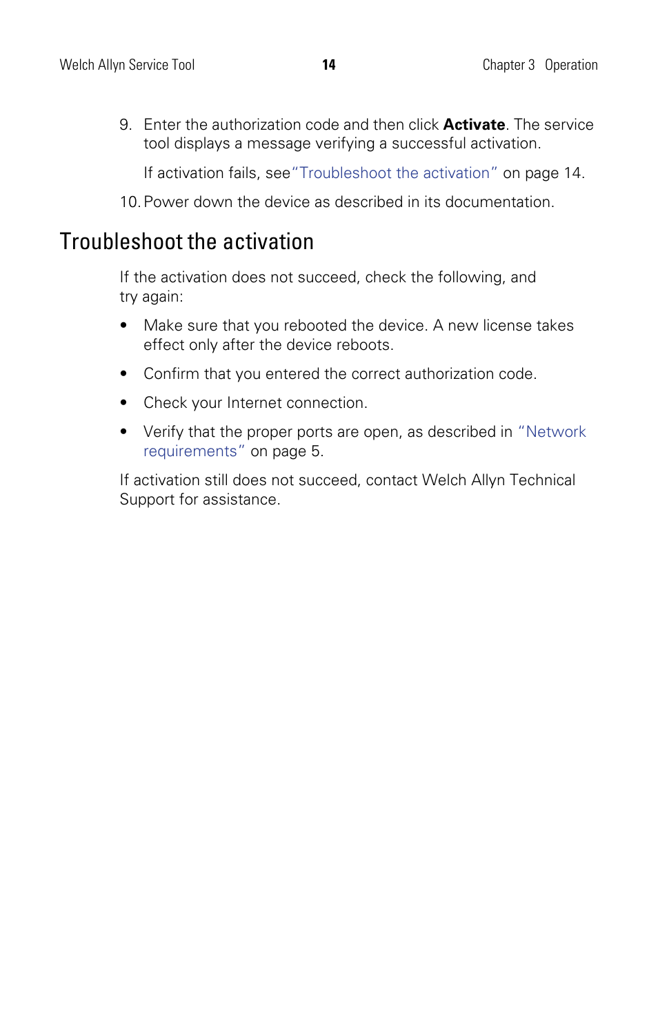Troubleshoot the activation | Welch Allyn Service Tool, Installation and Configuration - Installation Guide User Manual | Page 17 / 24