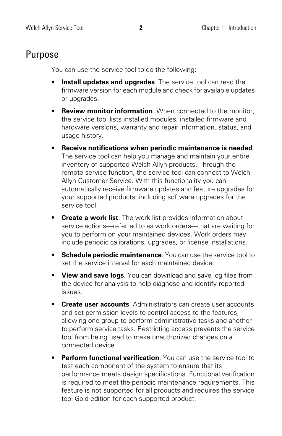 Purpose | Welch Allyn Service Tool, Installation and Configuration - Installation Guide User Manual | Page 5 / 24