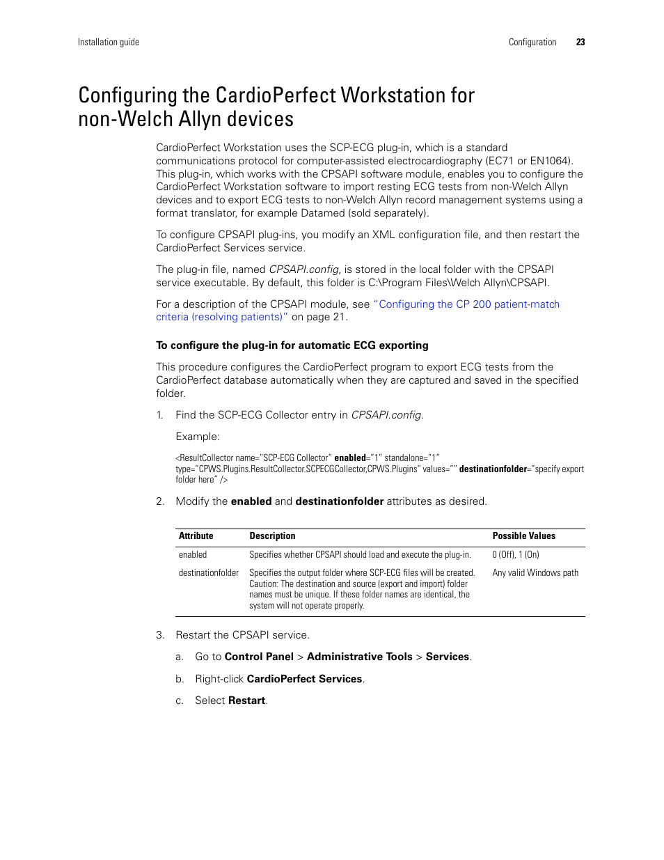 Configuring the cardioperfect workstation for, Non-welch allyn devices | Welch Allyn CSK Software Install Guide - Installation Guide User Manual | Page 27 / 44