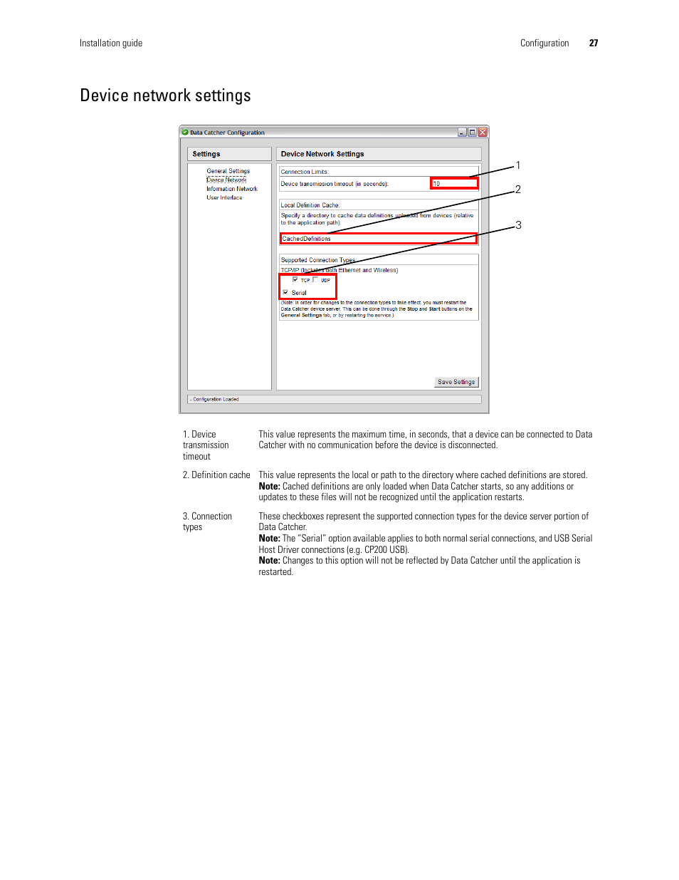 Device network settings | Welch Allyn CSK Software Install Guide - Installation Guide User Manual | Page 31 / 44
