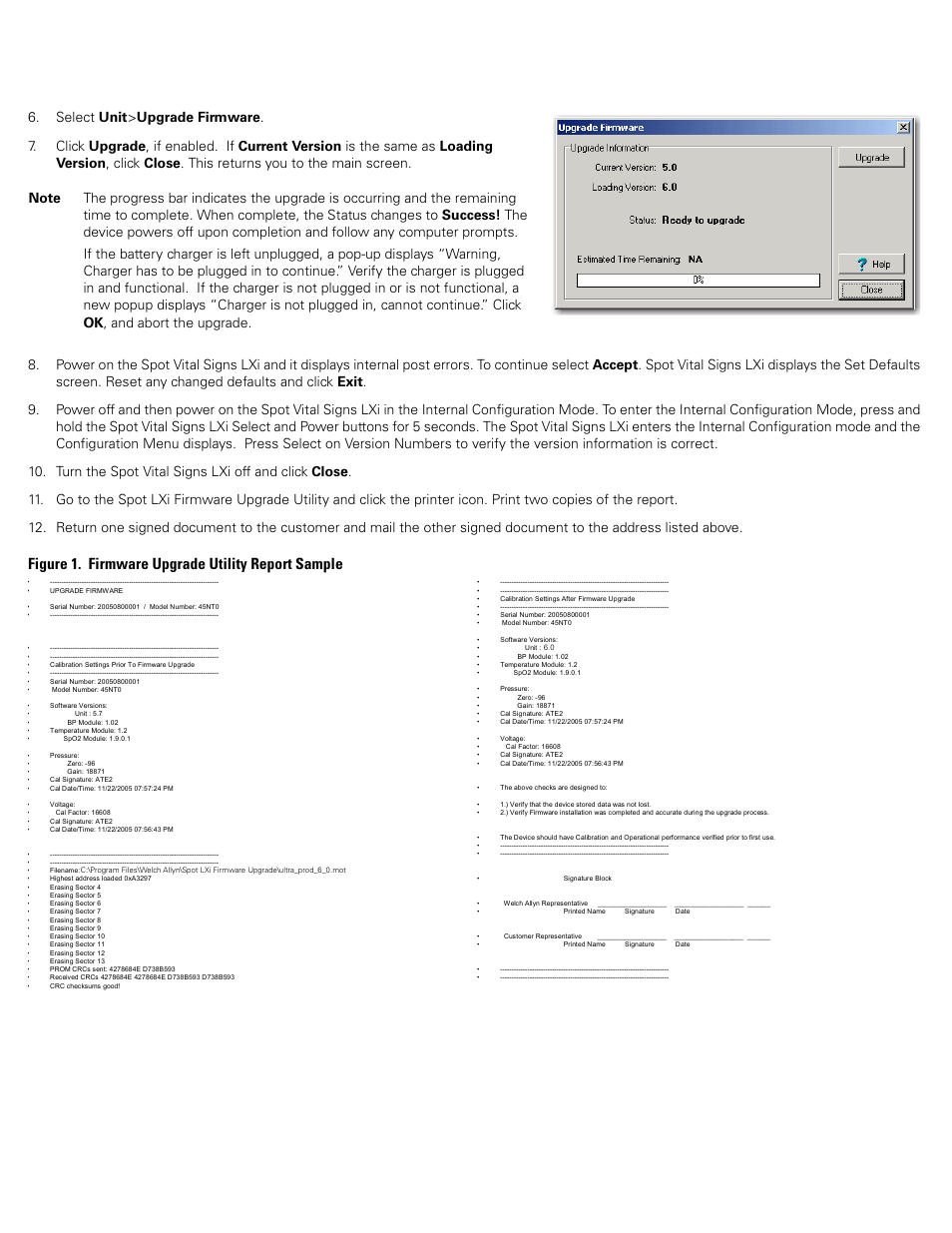 Figure 1. firmware upgrade utility report sample | Welch Allyn Spot LXI Firmware Upgrade Utility - Installation Guide User Manual | Page 2 / 2