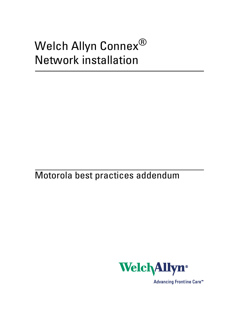 Welch Allyn Connex Central Station Motorola Best Practices-Network - Installation Guide User Manual | 8 pages