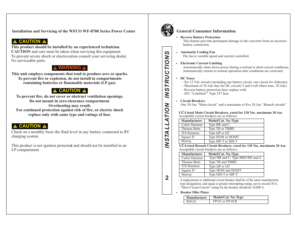 WFCO WF-8740P User Manual | Page 2 / 6