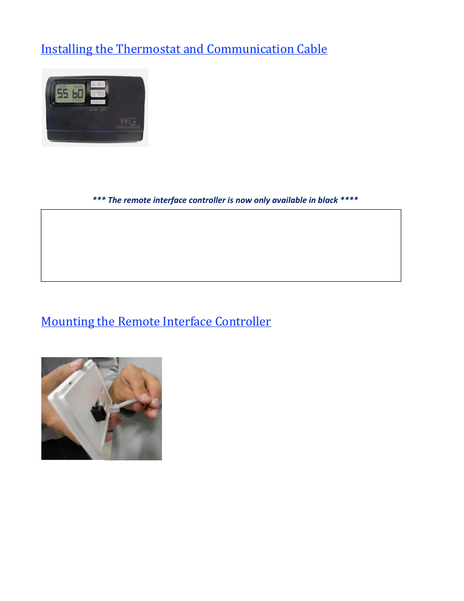 Installing the thermostat and communication cable, Mounting the remote interface controller | Wine Guardian Ducted Wine Cellar Cooling System (D0200) - Manual User Manual | Page 31 / 58