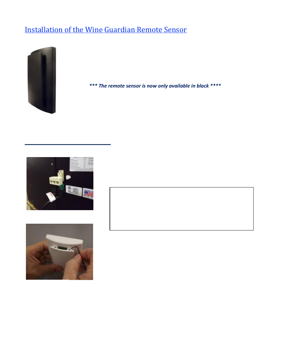 Installation of the wine guardian remote sensor, Mounting the remote sensor | Wine Guardian Ducted Wine Cellar Cooling System (D0200) - Manual User Manual | Page 33 / 58