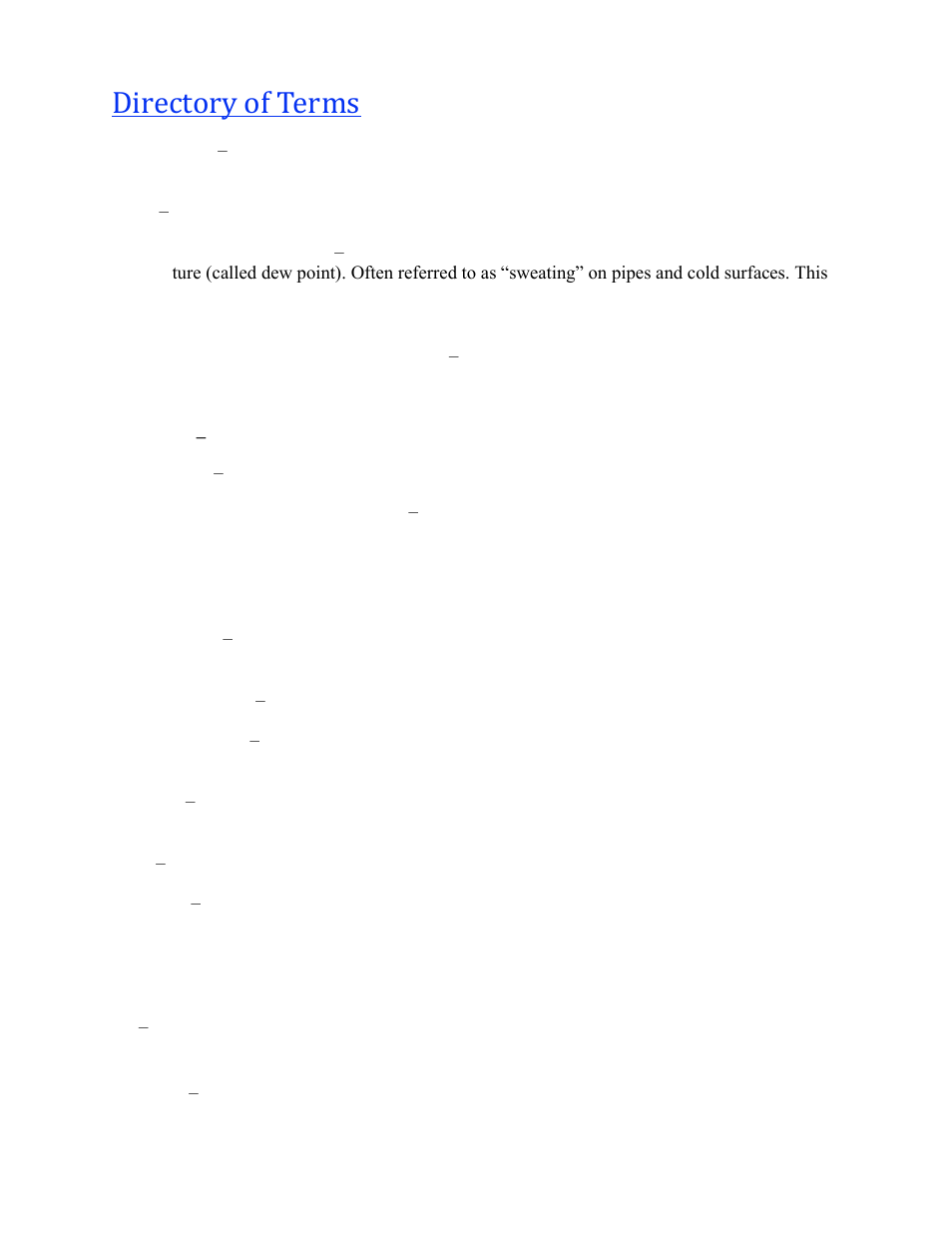 Directory of terms | Wine Guardian Through-the-Wall Cooling System - Manual User Manual | Page 5 / 47