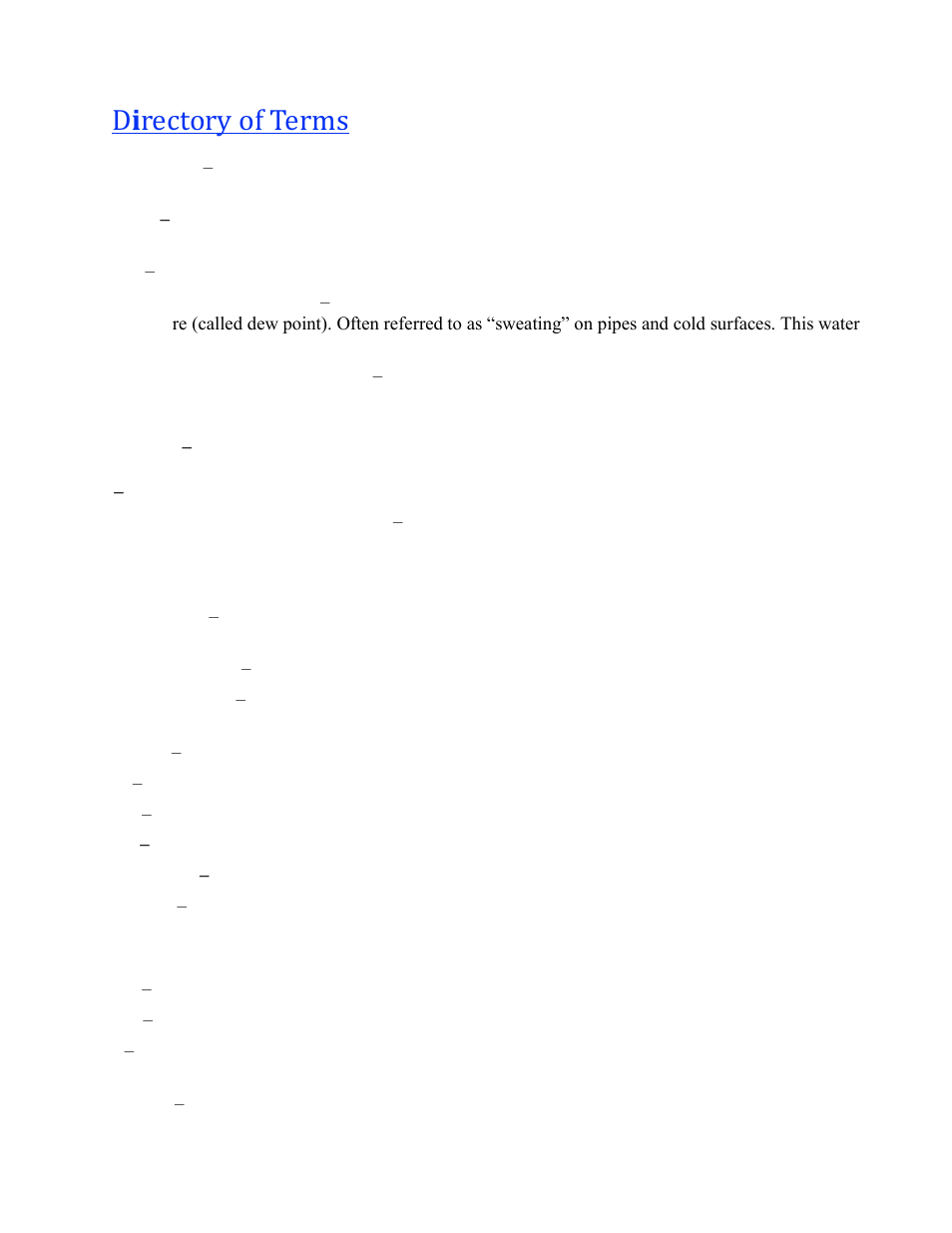 D i rectory of terms | Wine Guardian Ducted Split Wine Cellar Cooling Systems (SS200) User Manual | Page 6 / 68