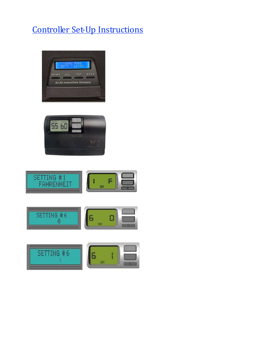 Controller set-up instructions | Wine Guardian Humidifier - Manual User Manual | Page 16 / 22