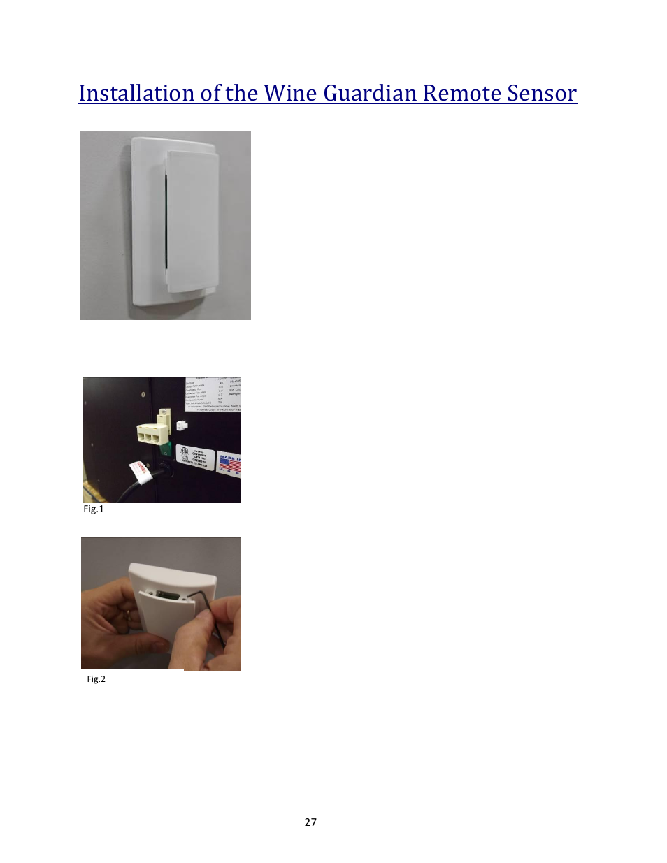 Installation of the wine guardian remote sensor, Mounting the remote sensor | Wine Guardian Wine Cellar Cooling Systems 50Hz (WG 175) User Manual | Page 30 / 54