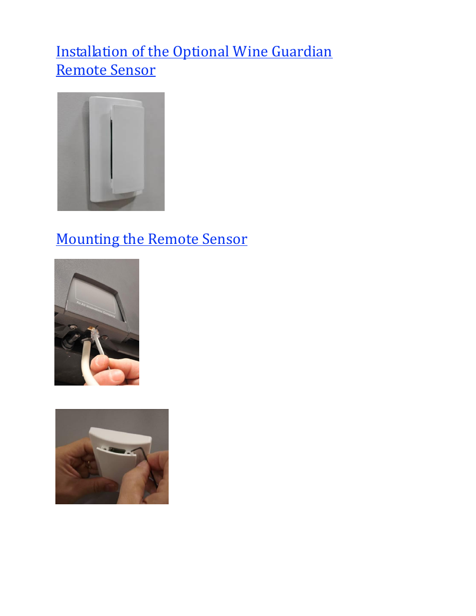 Mounting the remote sensor | Wine Guardian Through-the-Wall Wine Cellar Cooling Systems 50Hz (WG25) - Manual User Manual | Page 26 / 41