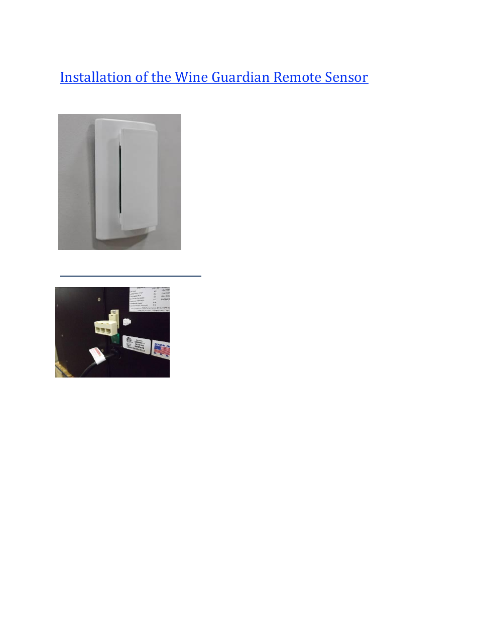 Installation of the wine guardian remote sensor, Mounting the remote sensor | Wine Guardian Ducted Split Wine Cellar Cooling Systems (WGS175) - Manual User Manual | Page 47 / 75