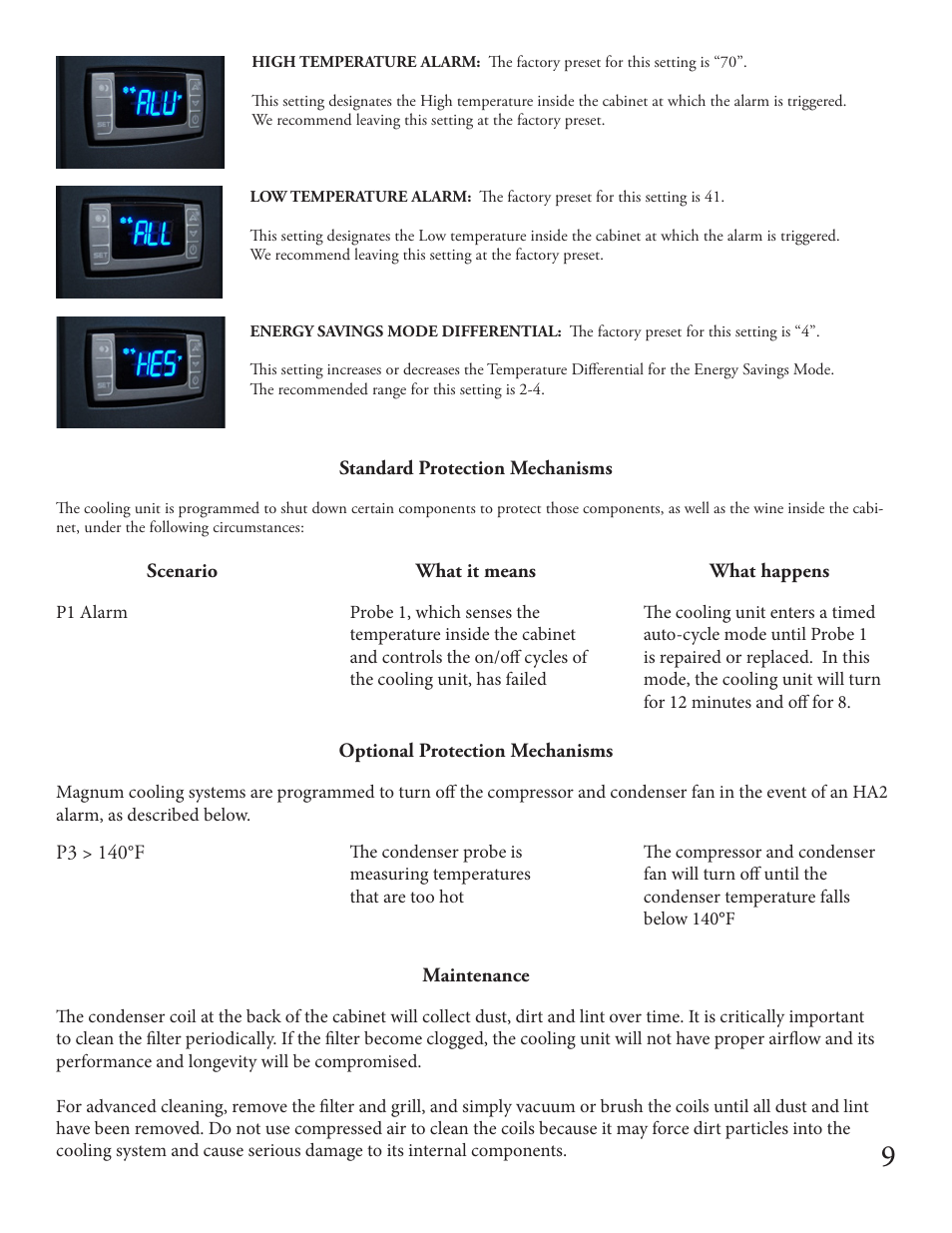WineKeeper MAGNUM Series User Manual | Page 11 / 16