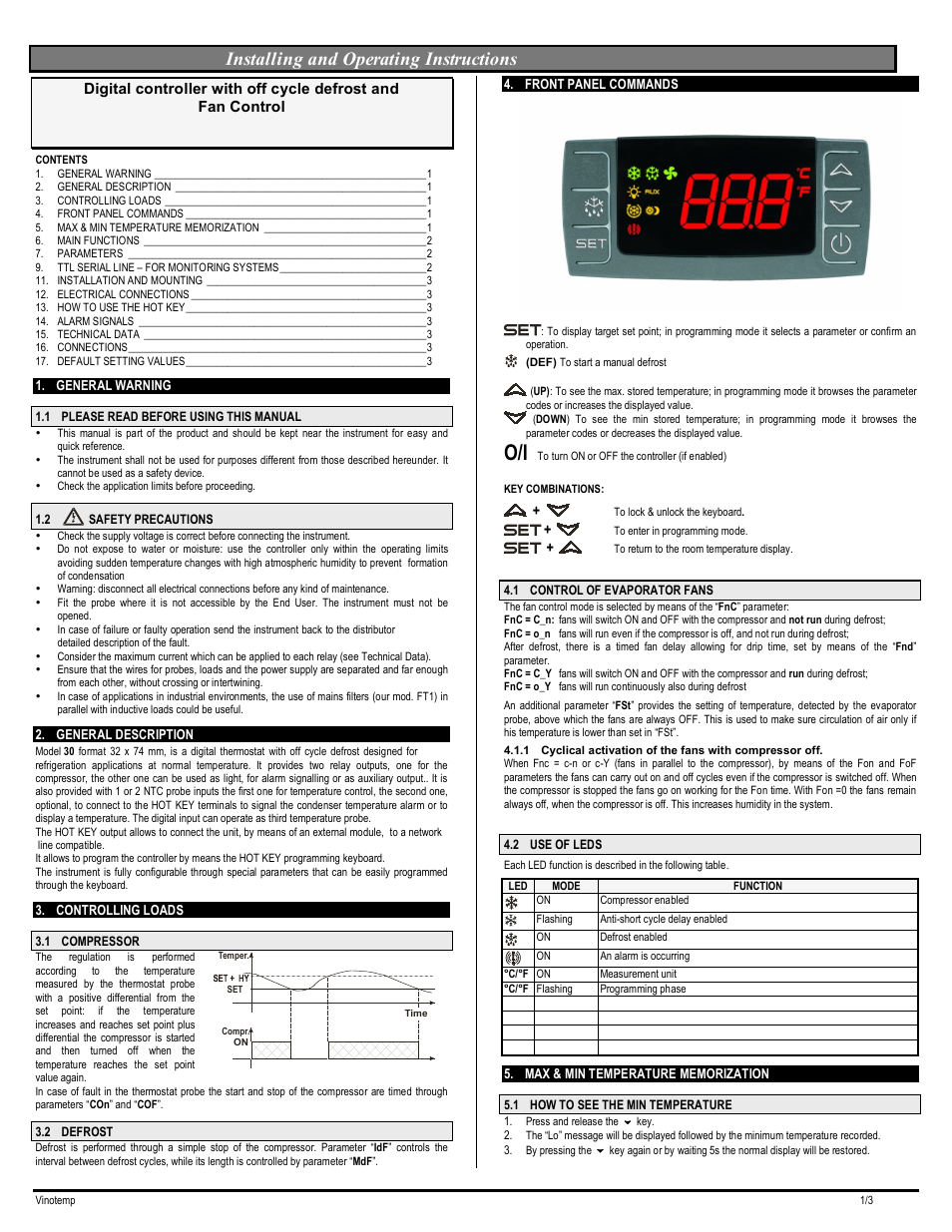 Wine-Mate SSW Series Digital Control Manual User Manual | 3 pages