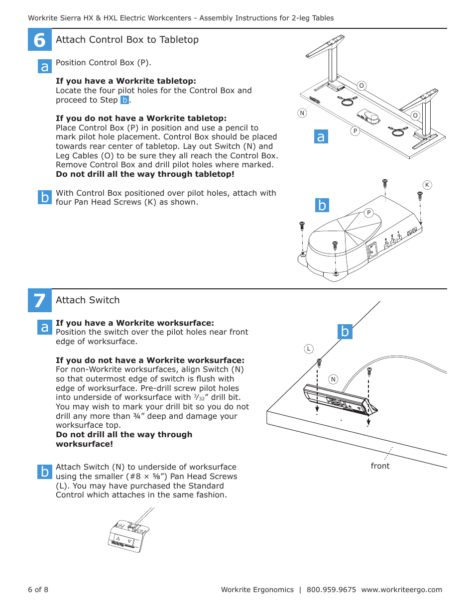 Ab b a | Workrite Sierra HXL Electric Assembly Instructions for 2-leg Electric Workcenters User Manual | Page 6 / 8