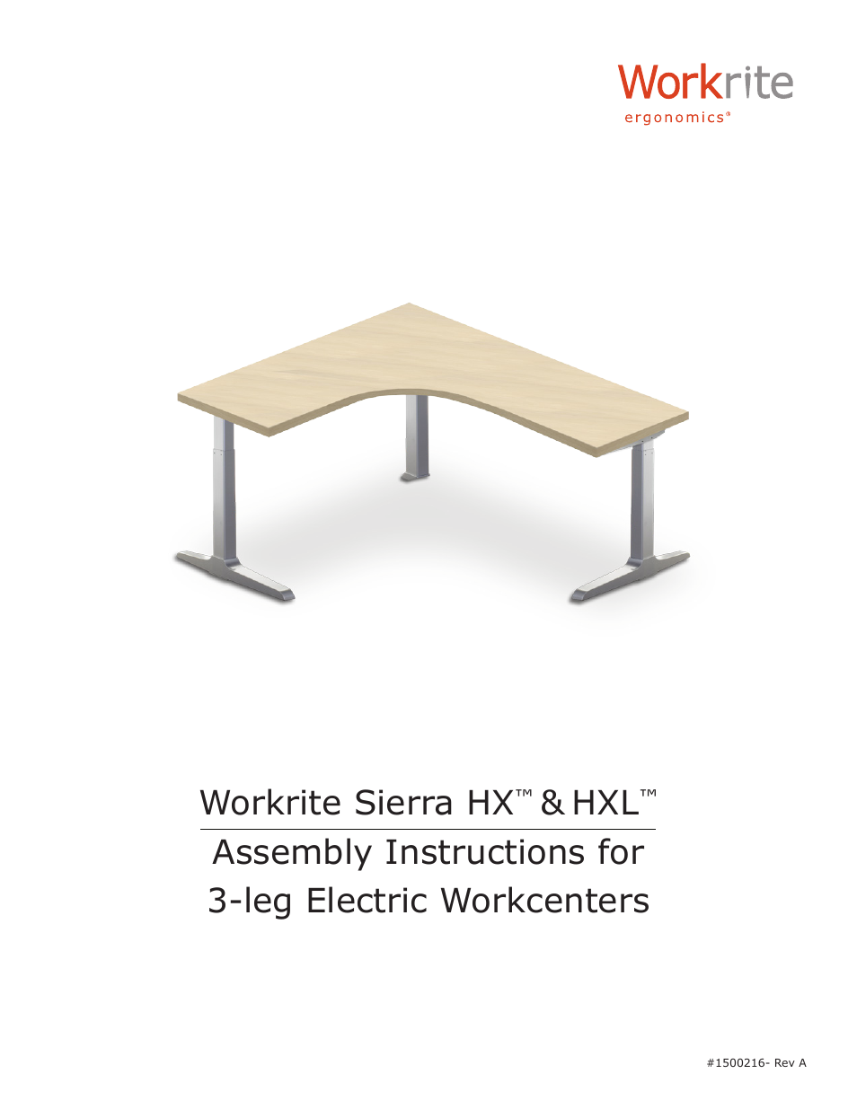 Workrite Sierra HXL Electric Assembly Instructions for 3-leg Electric Workcenters User Manual | 8 pages