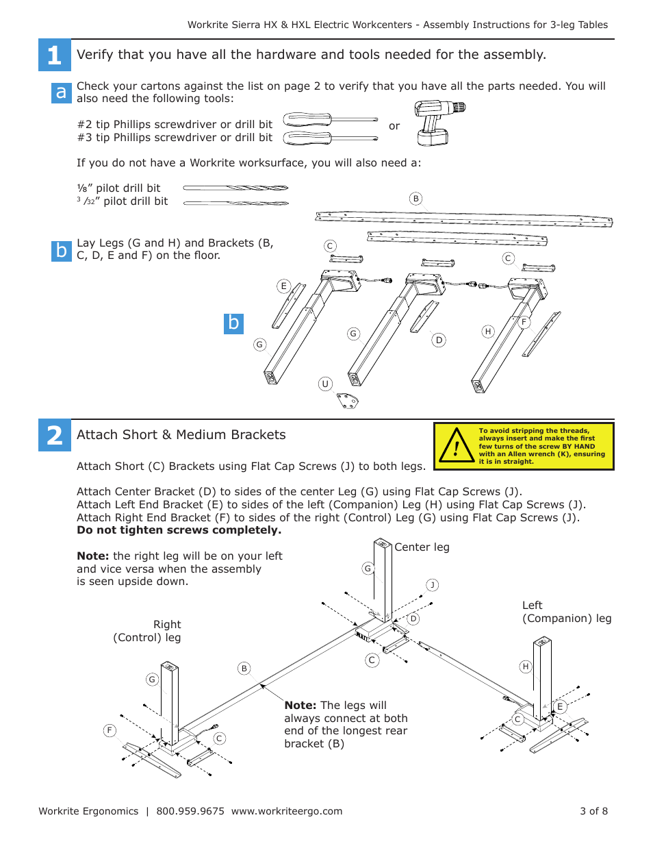 Ab b | Workrite Sierra HXL Electric Assembly Instructions for 3-leg Electric Workcenters User Manual | Page 3 / 8