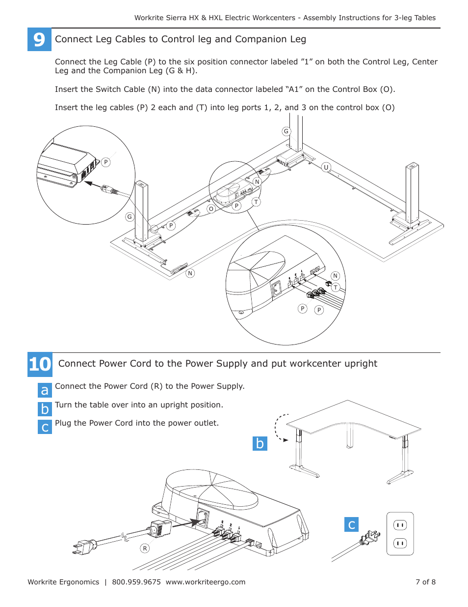 Ac b c | Workrite Sierra HXL Electric Assembly Instructions for 3-leg Electric Workcenters User Manual | Page 7 / 8